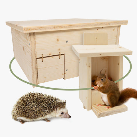 Kleintierfreunde-Bundle (Igelhaus & Eichhörnchen Futterhaus)
