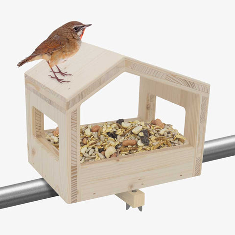 Design Vogelhaus mit Balkonhalterung, Vogelfutterhaus Balkon für Geländer