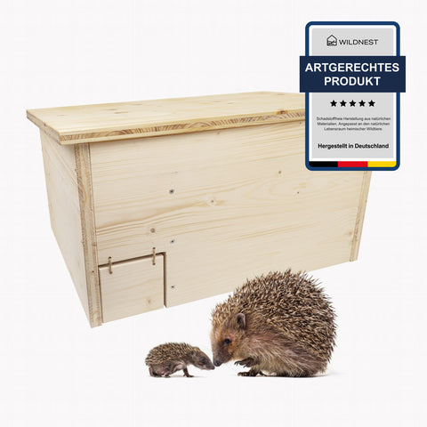 Igelhaus XXL – wetterfestes Holzhaus für Igel im Garten mit Rattenklappe – handgefertigt in Deutschland von Menschen mit Behinderung