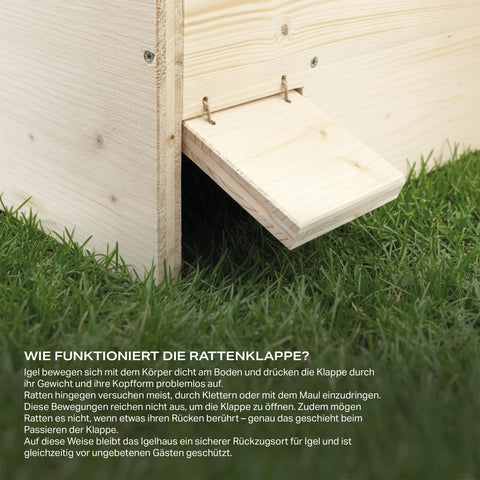 Igelhaus XXL – wetterfestes Holzhaus für Igel im Garten mit Rattenklappe – handgefertigt in Deutschland von Menschen mit Behinderung