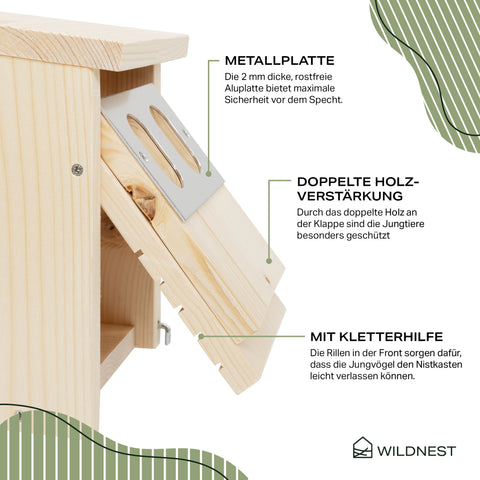Waldgarten-Set (Nistkasten Meise, Star & Rotkehlchen, Vogelhaus, Igelhaus & Eichhörnchen-Futterhaus)