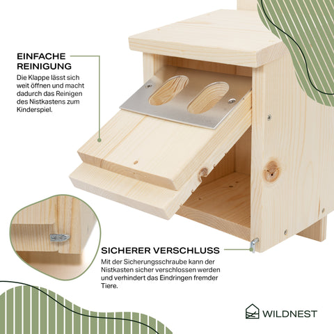 Waldgarten-Set (Nistkasten Meise, Star & Rotkehlchen, Vogelhaus, Igelhaus & Eichhörnchen-Futterhaus)