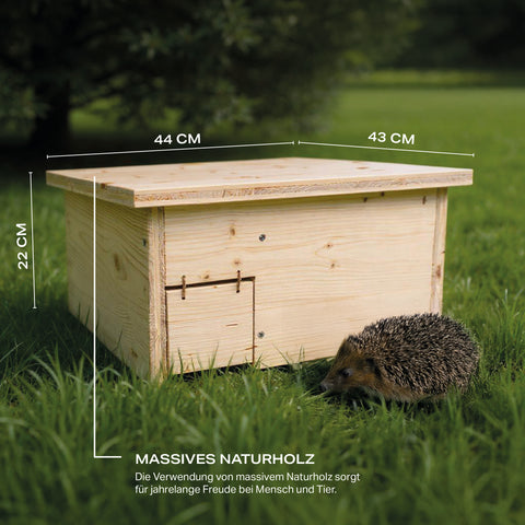 Igelhaus XXL – wetterfestes Holzhaus für Igel im Garten mit Rattenklappe – handgefertigt in Deutschland von Menschen mit Behinderung