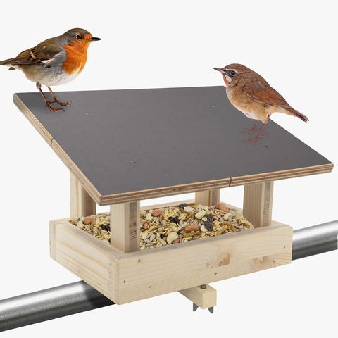 Vogelfutterhaus Balkon mit Halterung für Balkongeländer, Vogelhaus Balkon wetterfest